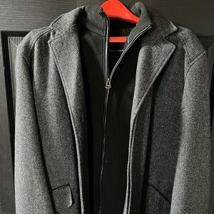 Cole Haan Charcoal Coat with Black Zip-Up Layer